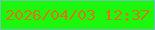 文字の大きさ：5、枠の色：6cc6ab、背景の色：1cf70e、文字の色：dc7515 無料ブログパーツのブログ時計