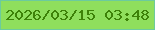 文字の大きさ：3、枠の色：6ccb9e、背景の色：8fdf5d、文字の色：3d8208 無料ブログパーツのブログ時計