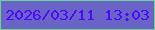文字の大きさ：2、枠の色：6cd197、背景の色：6a64c6、文字の色：4f08fe 無料ブログパーツのブログ時計