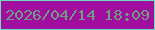文字の大きさ：5、枠の色：6cddbd、背景の色：a10d9f、文字の色：709c82 無料ブログパーツのブログ時計