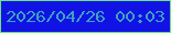 文字の大きさ：5、枠の色：6ce579、背景の色：1113e4、文字の色：3ca3c1 無料ブログパーツのブログ時計