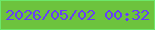 文字の大きさ：4、枠の色：6ce86a、背景の色：6dc33d、文字の色：663df8 無料ブログパーツのブログ時計