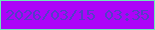 文字の大きさ：3、枠の色：6ce8b9、背景の色：ac04f8、文字の色：543ec7 無料ブログパーツのブログ時計