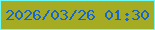 文字の大きさ：4、枠の色：6cfbf8、背景の色：a5ac24、文字の色：1567cf 無料ブログパーツのブログ時計