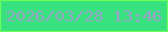 文字の大きさ：4、枠の色：6cfe59、背景の色：37e17e、文字の色：9aa1cb 無料ブログパーツのブログ時計