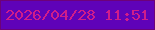 文字の大きさ：4、枠の色：6d0179、背景の色：5f02b8、文字の色：d01d8a 無料ブログパーツのブログ時計