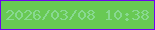 文字の大きさ：3、枠の色：6d04ef、背景の色：68c954、文字の色：88d991 無料ブログパーツのブログ時計