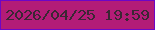 文字の大きさ：5、枠の色：6d06c6、背景の色：b31c77、文字の色：3b2734 無料ブログパーツのブログ時計