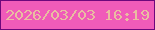 文字の大きさ：3、枠の色：6d077c、背景の色：f05bb9、文字の色：e9bda1 無料ブログパーツのブログ時計