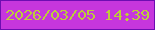 文字の大きさ：2、枠の色：6d0db2、背景の色：c636dd、文字の色：bdcc3a 無料ブログパーツのブログ時計