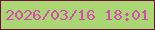 文字の大きさ：1、枠の色：6d1134、背景の色：aad773、文字の色：d949b2 無料ブログパーツのブログ時計