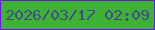 文字の大きさ：1、枠の色：6d12e8、背景の色：3eb333、文字の色：424b92 無料ブログパーツのブログ時計