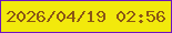 文字の大きさ：4、枠の色：6d13c2、背景の色：f2e90c、文字の色：8a5715 無料ブログパーツのブログ時計