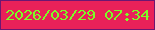 文字の大きさ：3、枠の色：6d1672、背景の色：e92159、文字の色：7cfd26 無料ブログパーツのブログ時計