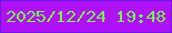 文字の大きさ：2、枠の色：6d17ec、背景の色：ae12f8、文字の色：7eef49 無料ブログパーツのブログ時計