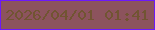 文字の大きさ：2、枠の色：6d19f9、背景の色：8c535d、文字の色：715432 無料ブログパーツのブログ時計