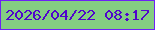 文字の大きさ：4、枠の色：6d22f5、背景の色：84ce82、文字の色：5005cc 無料ブログパーツのブログ時計