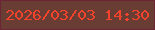 文字の大きさ：1、枠の色：6d2536、背景の色：693d33、文字の色：f2432d 無料ブログパーツのブログ時計