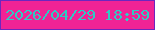 文字の大きさ：1、枠の色：6d26be、背景の色：f02395、文字の色：2ecbc3 無料ブログパーツのブログ時計