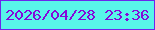 文字の大きさ：1、枠の色：6d26ec、背景の色：58f5e9、文字の色：8508d9 無料ブログパーツのブログ時計