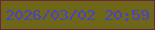 文字の大きさ：1、枠の色：6d2736、背景の色：6d6717、文字の色：4b40c8 無料ブログパーツのブログ時計