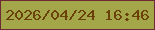 文字の大きさ：2、枠の色：6d2a35、背景の色：a3a74a、文字の色：6a4108 無料ブログパーツのブログ時計