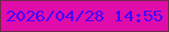 文字の大きさ：5、枠の色：6d2b48、背景の色：e00daa、文字の色：4305f9 無料ブログパーツのブログ時計