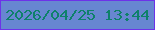 文字の大きさ：2、枠の色：6d32e8、背景の色：6786d1、文字の色：0e816a 無料ブログパーツのブログ時計