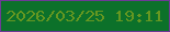 文字の大きさ：2、枠の色：6d3a95、背景の色：0c712a、文字の色：659721 無料ブログパーツのブログ時計