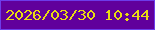 文字の大きさ：5、枠の色：6d3cea、背景の色：61009c、文字の色：e9db11 無料ブログパーツのブログ時計