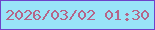 文字の大きさ：2、枠の色：6d42ca、背景の色：99e4f8、文字の色：b56588 無料ブログパーツのブログ時計