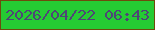 文字の大きさ：3、枠の色：6d4b0c、背景の色：25cb33、文字の色：4e4576 無料ブログパーツのブログ時計