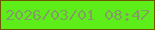 文字の大きさ：2、枠の色：6d5700、背景の色：5dee1a、文字の色：849d64 無料ブログパーツのブログ時計