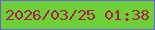 文字の大きさ：4、枠の色：6d5fd6、背景の色：6dd039、文字の色：ad1f42 無料ブログパーツのブログ時計