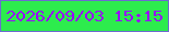 文字の大きさ：5、枠の色：6d6bd0、背景の色：2dec4d、文字の色：980cfc 無料ブログパーツのブログ時計