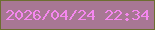 文字の大きさ：3、枠の色：6d6e31、背景の色：a87794、文字の色：f587ef 無料ブログパーツのブログ時計