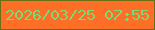 文字の大きさ：2、枠の色：6d6f15、背景の色：fd6f27、文字の色：7bda74 無料ブログパーツのブログ時計