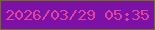 文字の大きさ：5、枠の色：6d7214、背景の色：7b11a7、文字の色：de459b 無料ブログパーツのブログ時計