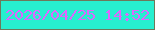文字の大きさ：1、枠の色：6d795a、背景の色：27efcf、文字の色：dd67fe 無料ブログパーツのブログ時計