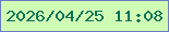 文字の大きさ：3、枠の色：6d7bc2、背景の色：d0fbb5、文字の色：0b7356 無料ブログパーツのブログ時計