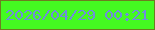 文字の大きさ：3、枠の色：6d7d20、背景の色：44fa21、文字の色：6f8ddc 無料ブログパーツのブログ時計