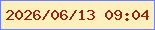 文字の大きさ：2、枠の色：6d7fff、背景の色：fef0bc、文字の色：98240d 無料ブログパーツのブログ時計