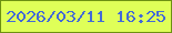 文字の大きさ：5、枠の色：6d9112、背景の色：dfff58、文字の色：436ad7 無料ブログパーツのブログ時計