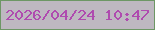 文字の大きさ：2、枠の色：6d9765、背景の色：beb8c1、文字の色：af4baf 無料ブログパーツのブログ時計