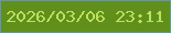 文字の大きさ：5、枠の色：6d9a86、背景の色：60901b、文字の色：bedf5e 無料ブログパーツのブログ時計