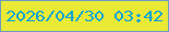 文字の大きさ：4、枠の色：6d9bc6、背景の色：e9e936、文字の色：0ba4d6 無料ブログパーツのブログ時計
