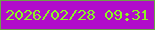 文字の大きさ：5、枠の色：6da348、背景の色：b10dca、文字の色：8bf624 無料ブログパーツのブログ時計