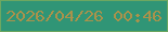 文字の大きさ：2、枠の色：6da761、背景の色：309576、文字の色：aa924b 無料ブログパーツのブログ時計
