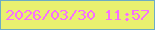 文字の大きさ：2、枠の色：6dacc3、背景の色：e9f06f、文字の色：f86ffe 無料ブログパーツのブログ時計