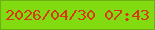 文字の大きさ：2、枠の色：6daf11、背景の色：81db10、文字の色：d5390c 無料ブログパーツのブログ時計